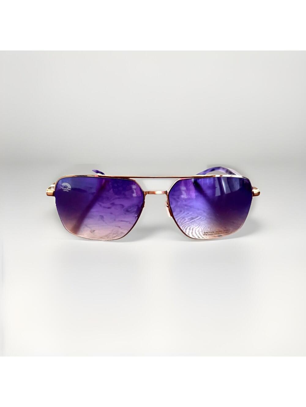 NEW Rainbow OPTX Violet Leo Aviator Mood Boosting Sunglasses & Chakra Wisdom Bag
